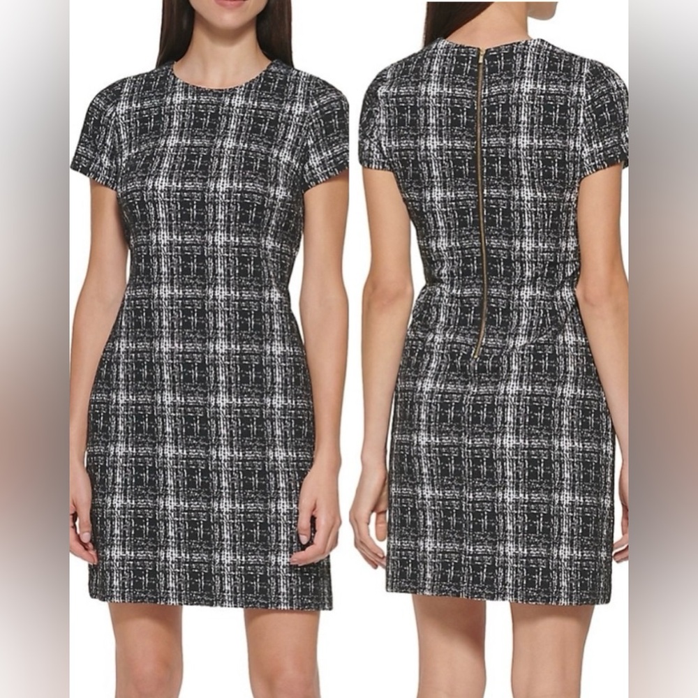Calvin Klein Black and White Plaid Mini Dress